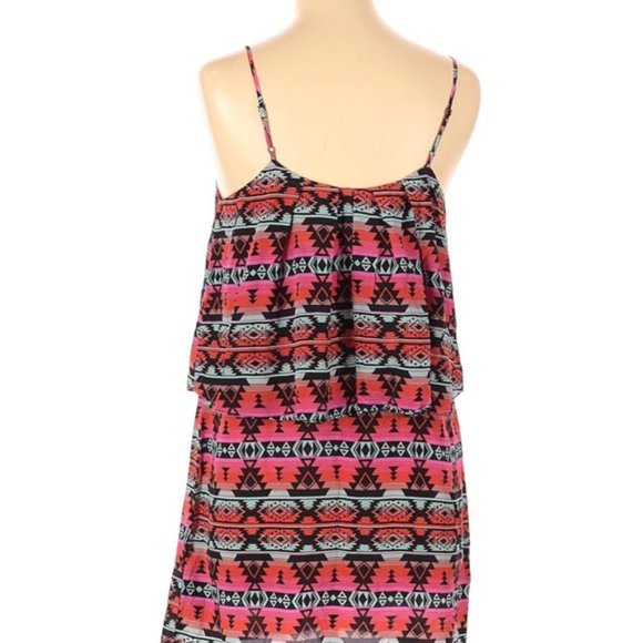 Greylin Silk Aztec Print Ruffle Mini Dress - Picture 2 of 8
